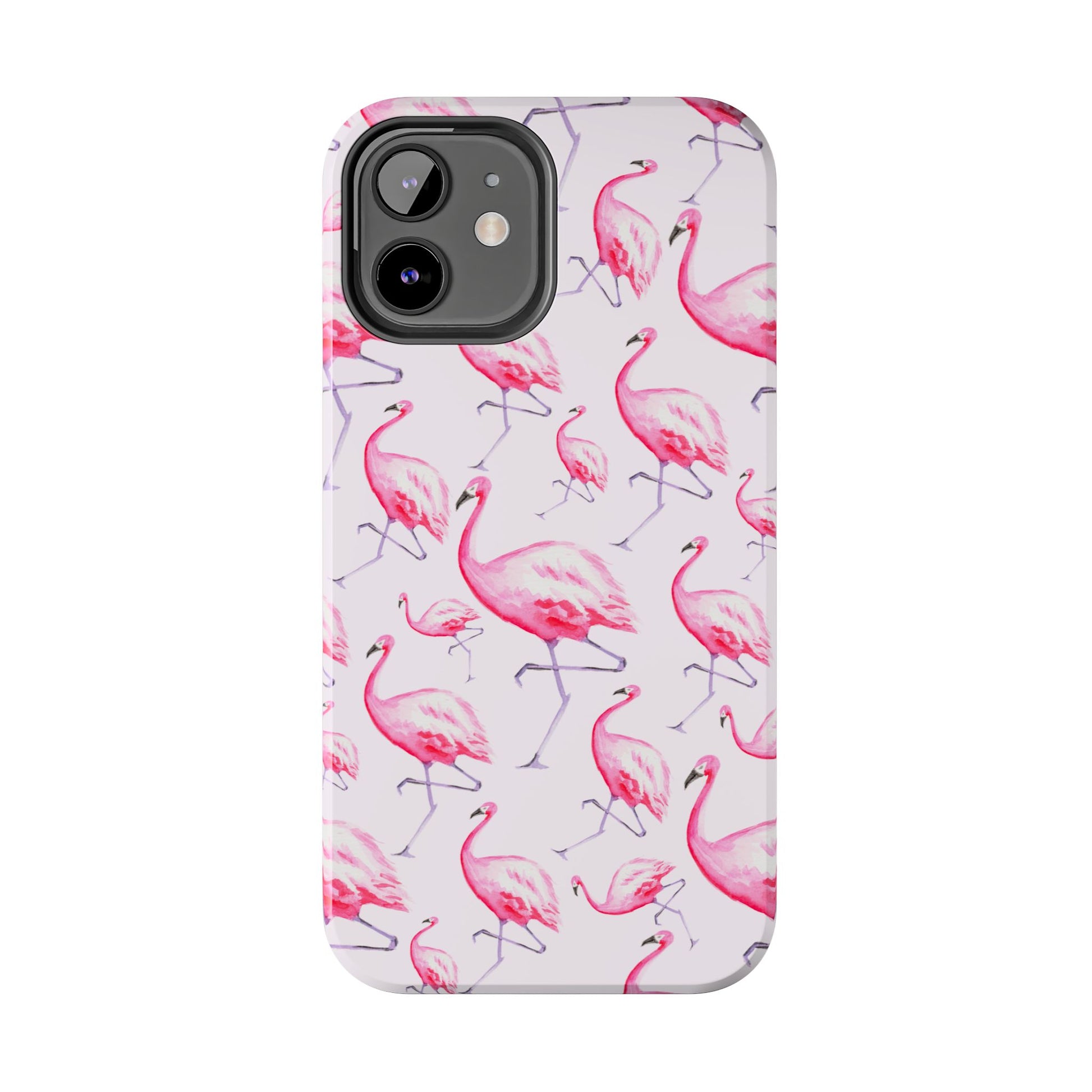 Pink Flamingos Watercolor Illustrated Tossed Pattern Blush Phone Case | Various Models