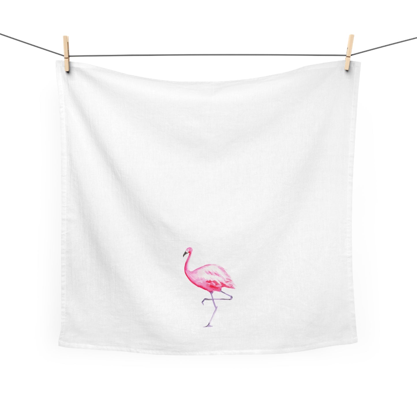 Pink Flamingo Watercolor Illustrated Tea Towel
