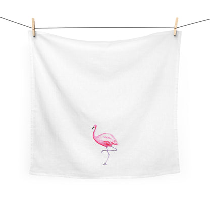 Pink Flamingo Watercolor Illustrated Tea Towel