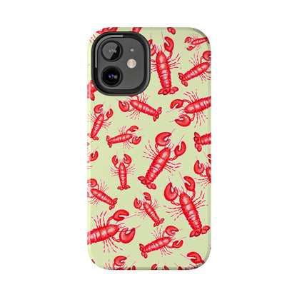 Red Lobster Watercolor Illustrated Tossed Pattern Light Yellow Tough Phone Case | Various Models