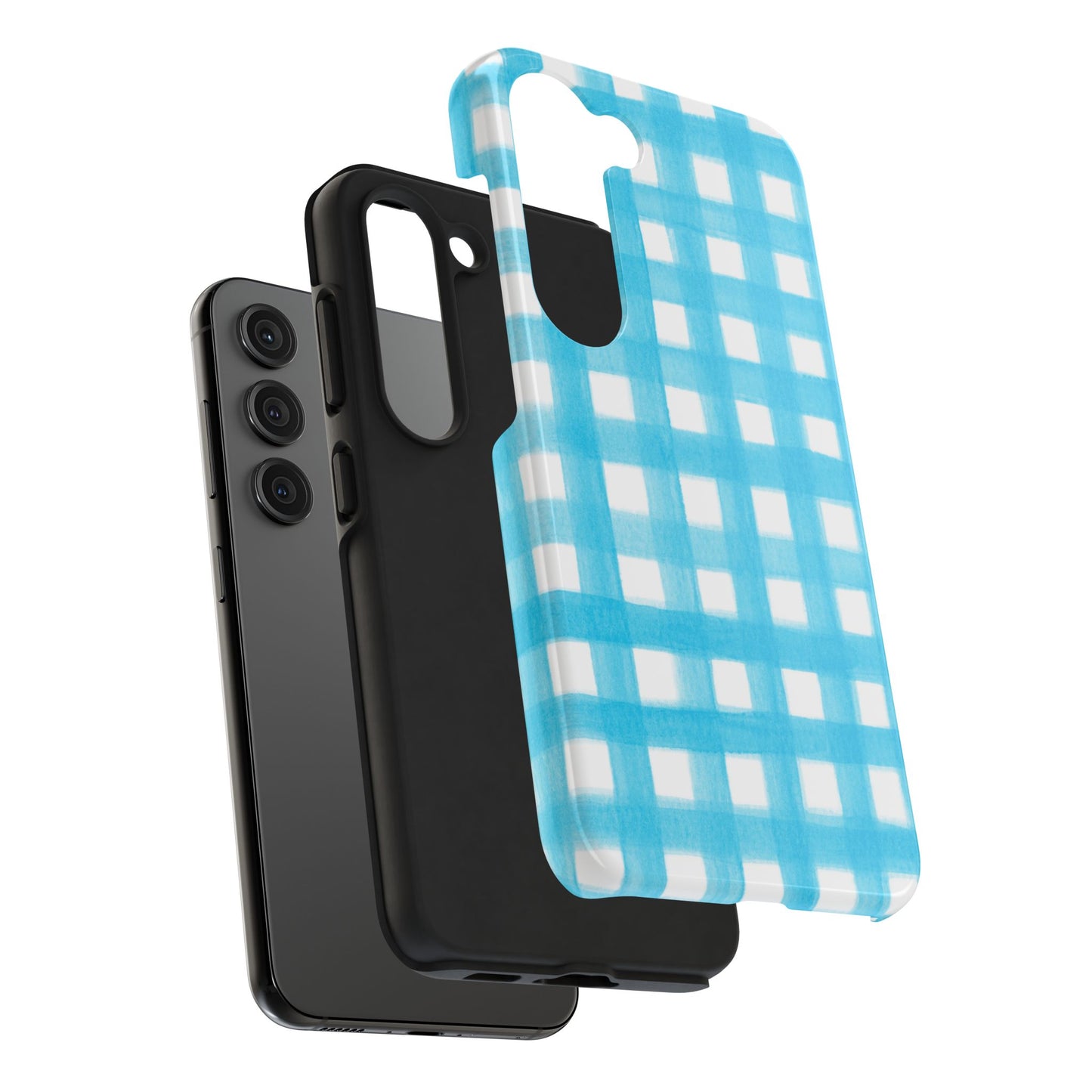Turquoise Gingham Watercolor Illustrated Tough Phone Case | Various Models Available