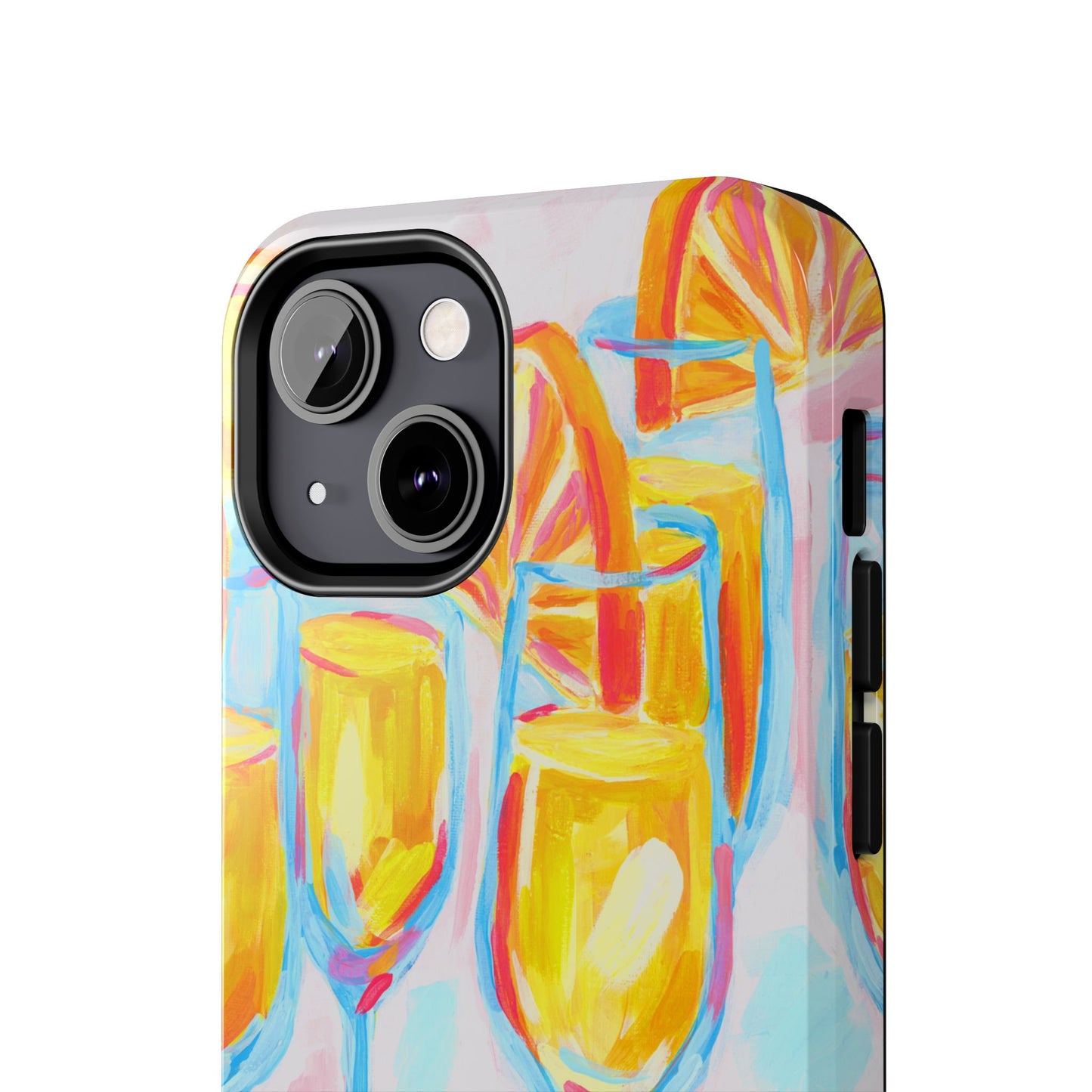 Pink Orange Mimosas Blue Champagne Flutes Abstract Acrylic Tough Phone Case | Various Models