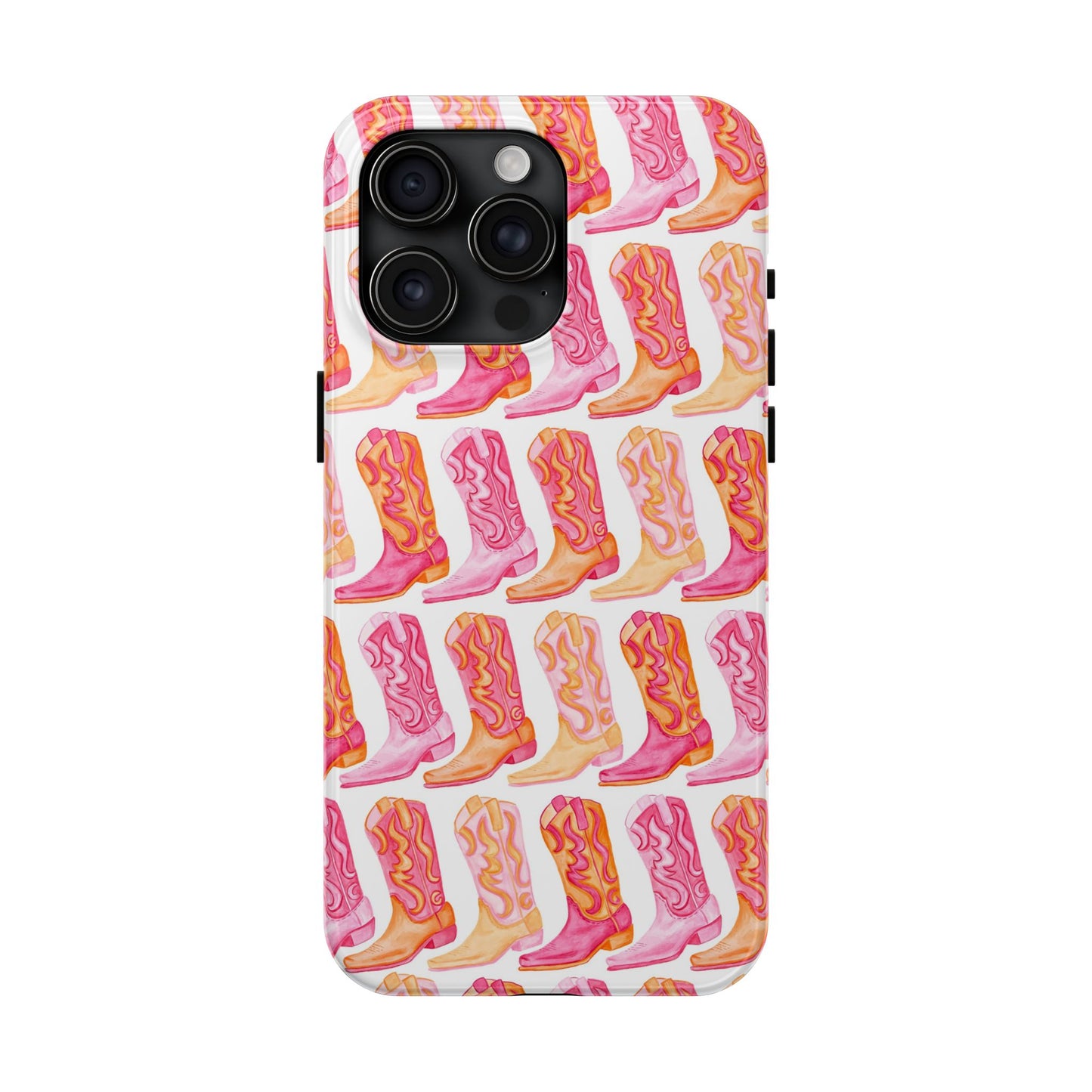 Rows of Hot Pink & Orange Cowboy Boots Tough Phone Cases | Various Models Available
