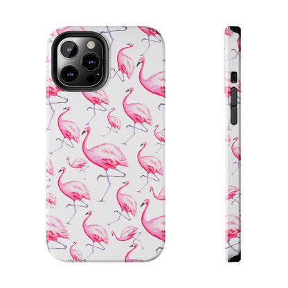 Hot Pink Flamingos Watercolor Illustrated Tossed Pattern Phone Case | Various Models iPhone 12 Pro Max