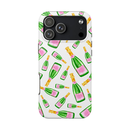 Copy of Tossed Pink and Green Watercolor Illustrated Champagne Bottles Pattern Tough Phone Case | Various Models