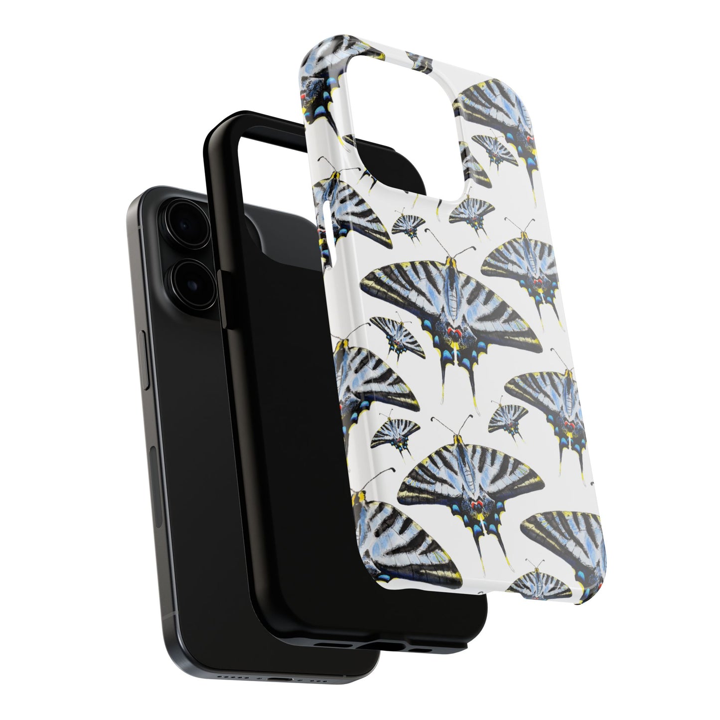 Light Blue Swallowtail Butterflies Watercolor Illustrated Pale Blue Tough Phone Case | Various Models