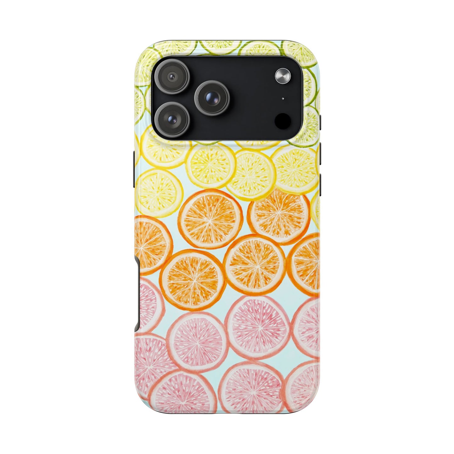 Ombré Citrus Grapefruit, Oranges, Lemons, & Limes Watercolor Illustrated Light Blue Tough Phone Case | Various Models Available