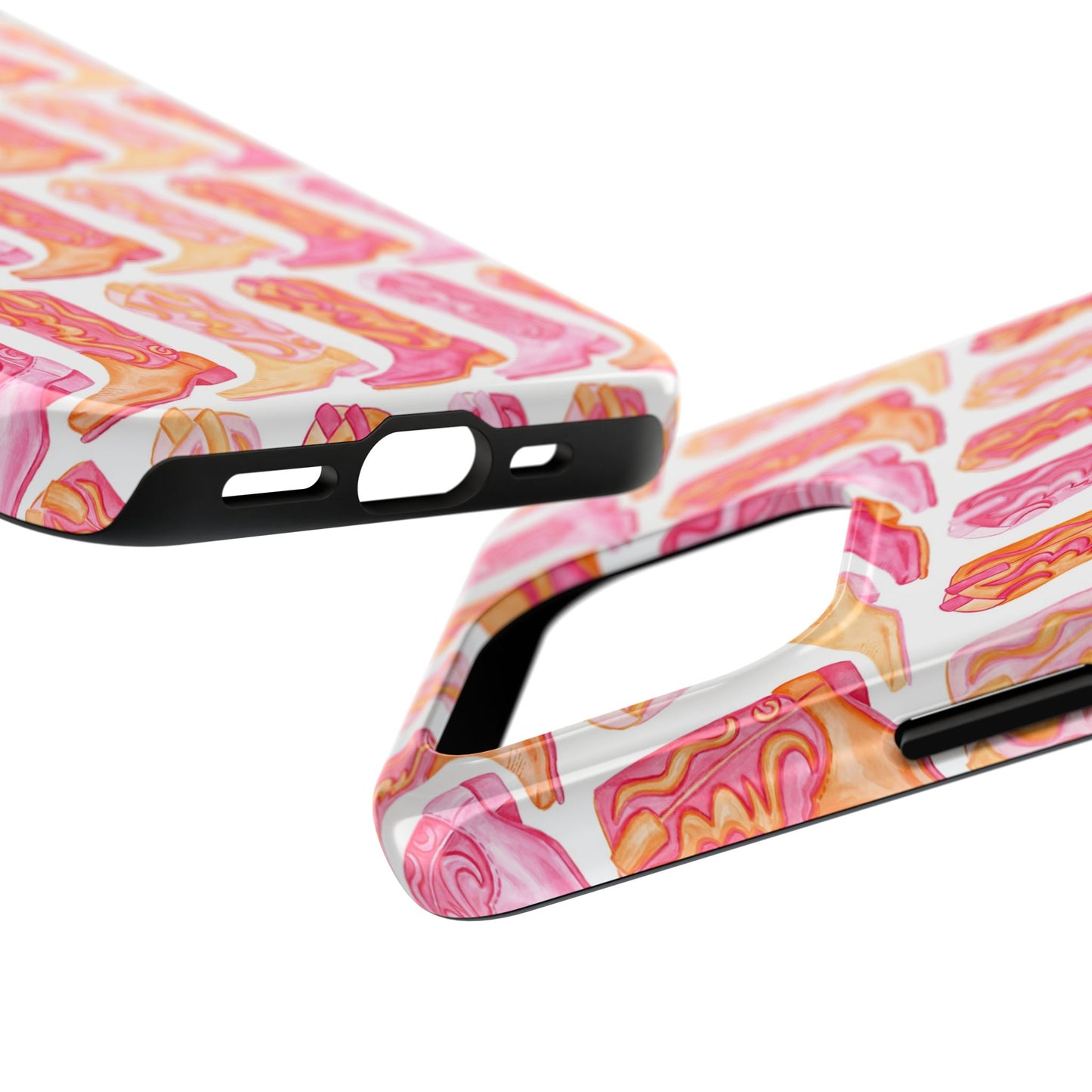 Rows of Hot Pink & Orange Cowboy Boots Tough Phone Cases | Various Models Available