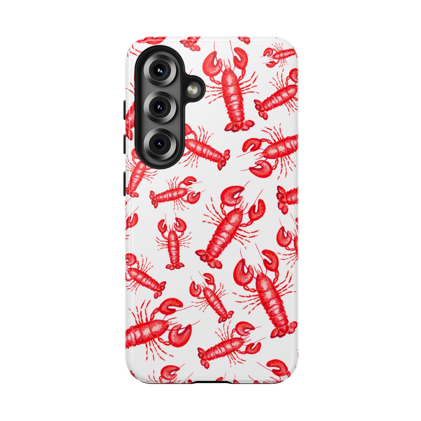 Watercolor Red Lobster Coastal Illustrated Patterned Tough Phone Case | Various Models