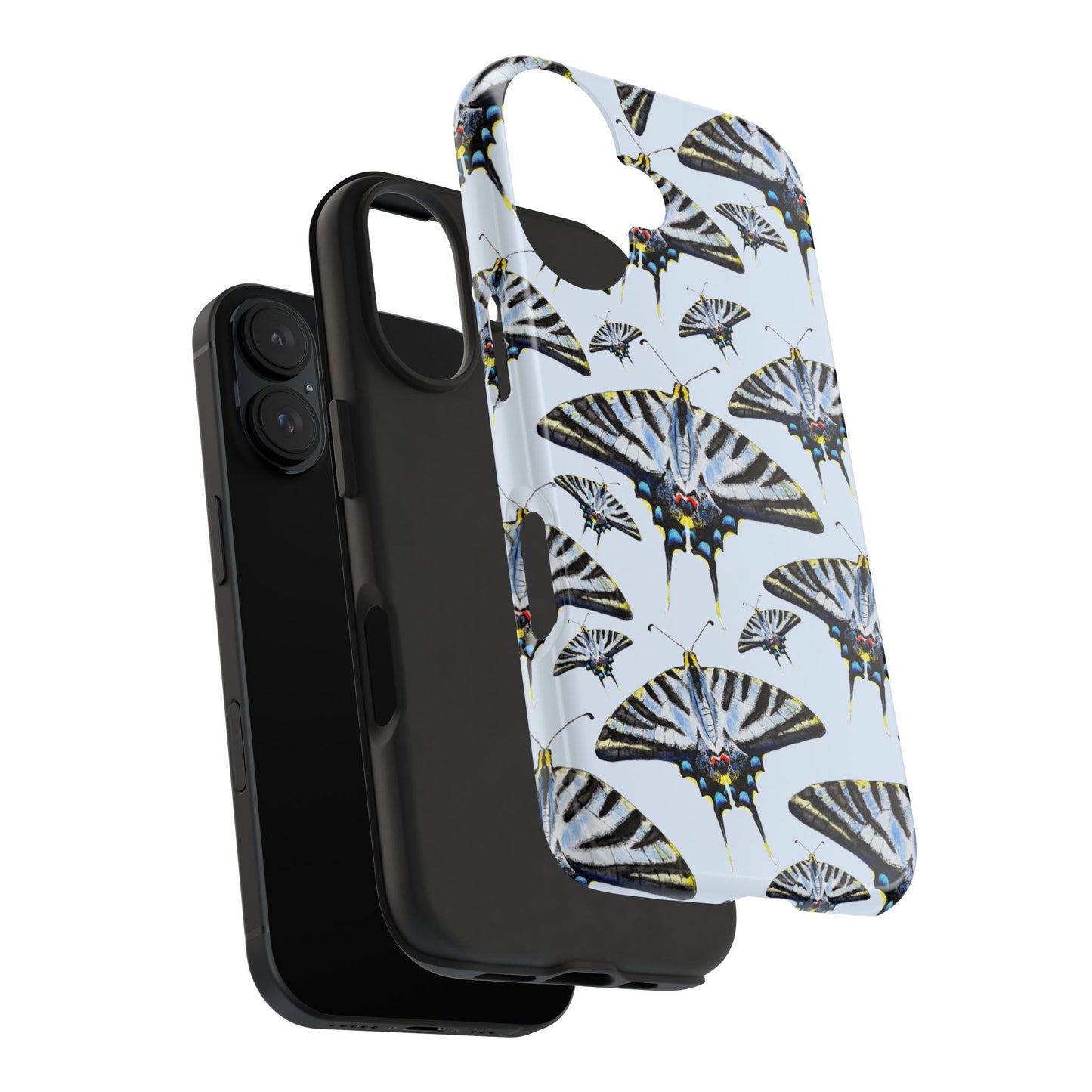 Light Blue Swallowtail Butterflies Watercolor Illustrated Pale Blue Tough Phone Case | Various Models