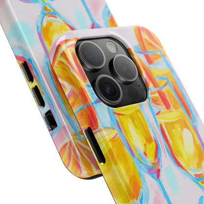 Pink Orange Mimosas Blue Champagne Flutes Abstract Acrylic Tough Phone Case | Various Models