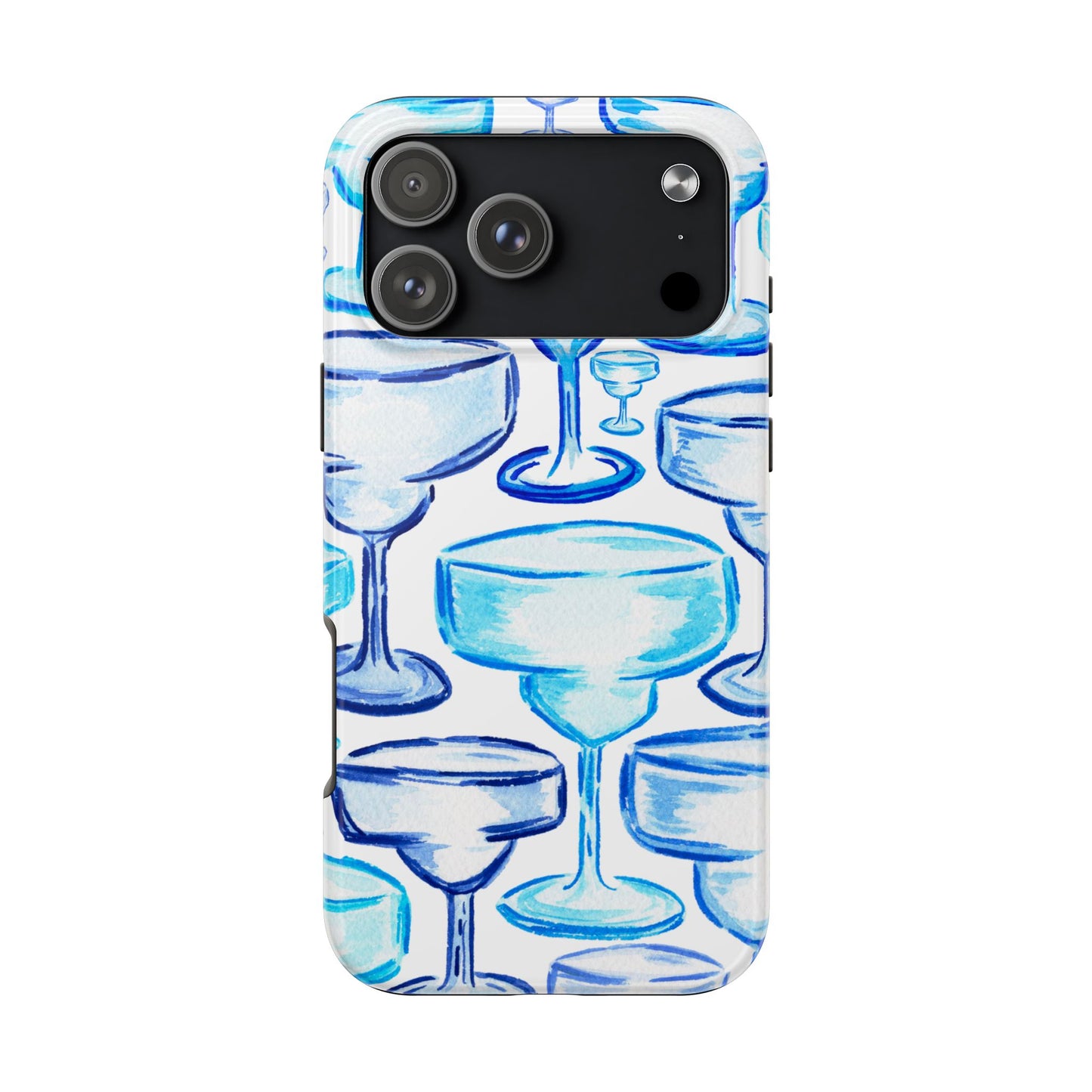 Coastal Shades of Blue Watercolor Margaritas Tough Phone Case | Various Models Available iPhone 17 Pro Max