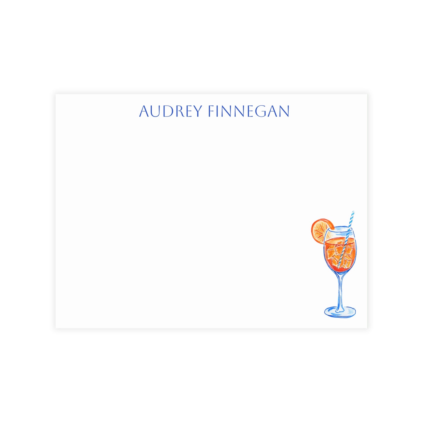 Stationery | Personalized Custom Watercolor Orange & Blue Aperol Spritz Flat Cards with Envelopes | Thank You Bridal Shower Bachelorette