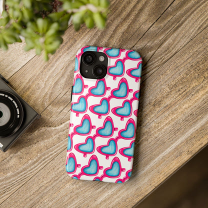 Pink Heart Shaped Sunglasses Watercolor Illustrated Tough Phone Case | Various Models