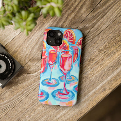 Pink Blood Orange Mimosas Blue Champagne Flute Acrylic Tough Phone Case | Various Models Available