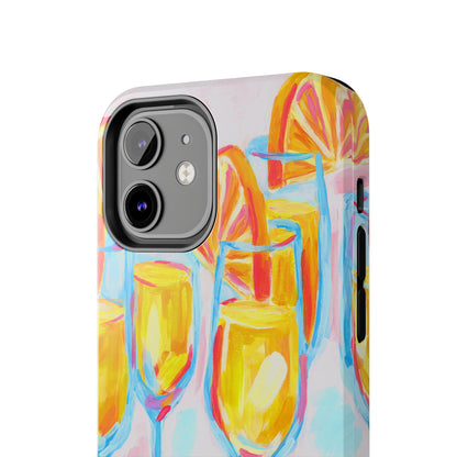 Pink Orange Mimosas Blue Champagne Flutes Abstract Acrylic Tough Phone Case | Various Models