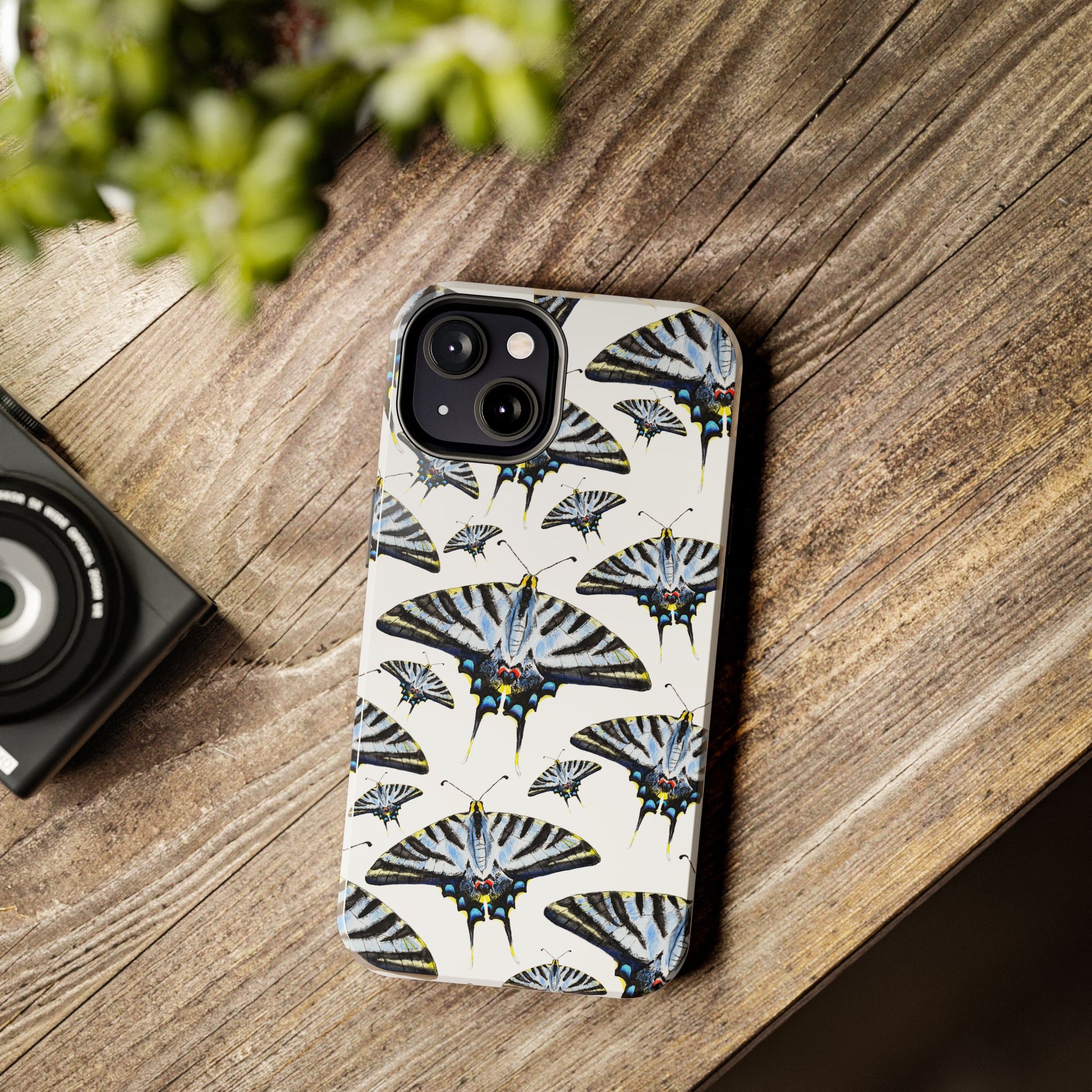 Light Blue Swallowtail Butterflies Watercolor Illustrated Pale Blue Tough Phone Case | Various Models