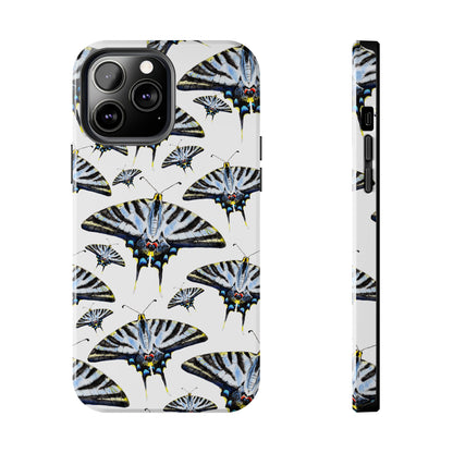 Light Blue Swallowtail Butterflies Watercolor Illustrated Pale Blue Tough Phone Case | Various Models iPhone 13 Pro Max
