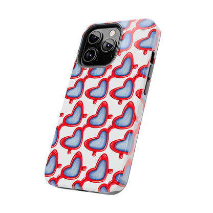 Red Heart Shaped Sunglasses Watercolor Illustrated Tough Phone Case | Various Models