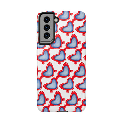 Red Heart Shaped Sunglasses Watercolor Illustrated Tough Phone Case | Various Models Samsung Galaxy S21