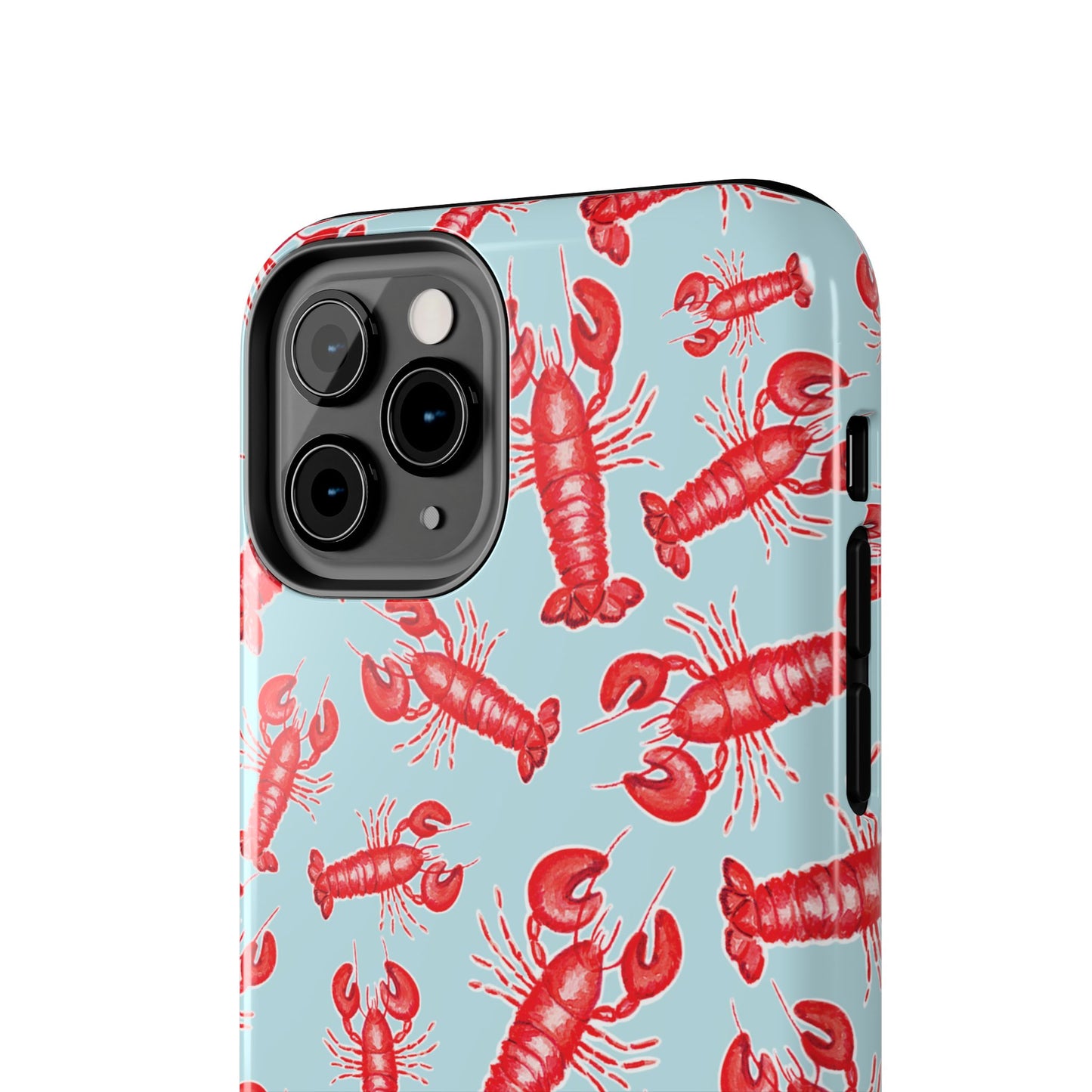 Red Lobster Watercolor Illustrated Tossed Pattern Light Blue Tough Phone Case | Various Models