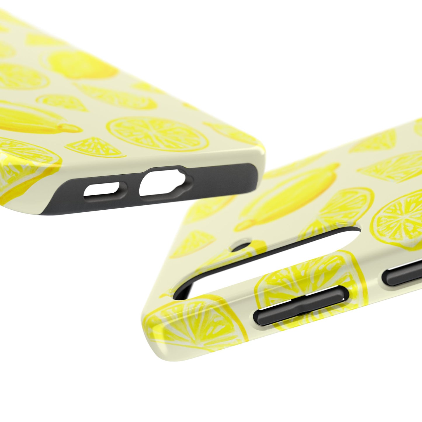 Bright Yellow Lemons Watercolor Illustrated Tossed Pattern Pale Yellow Tough Phone Case | Various Models