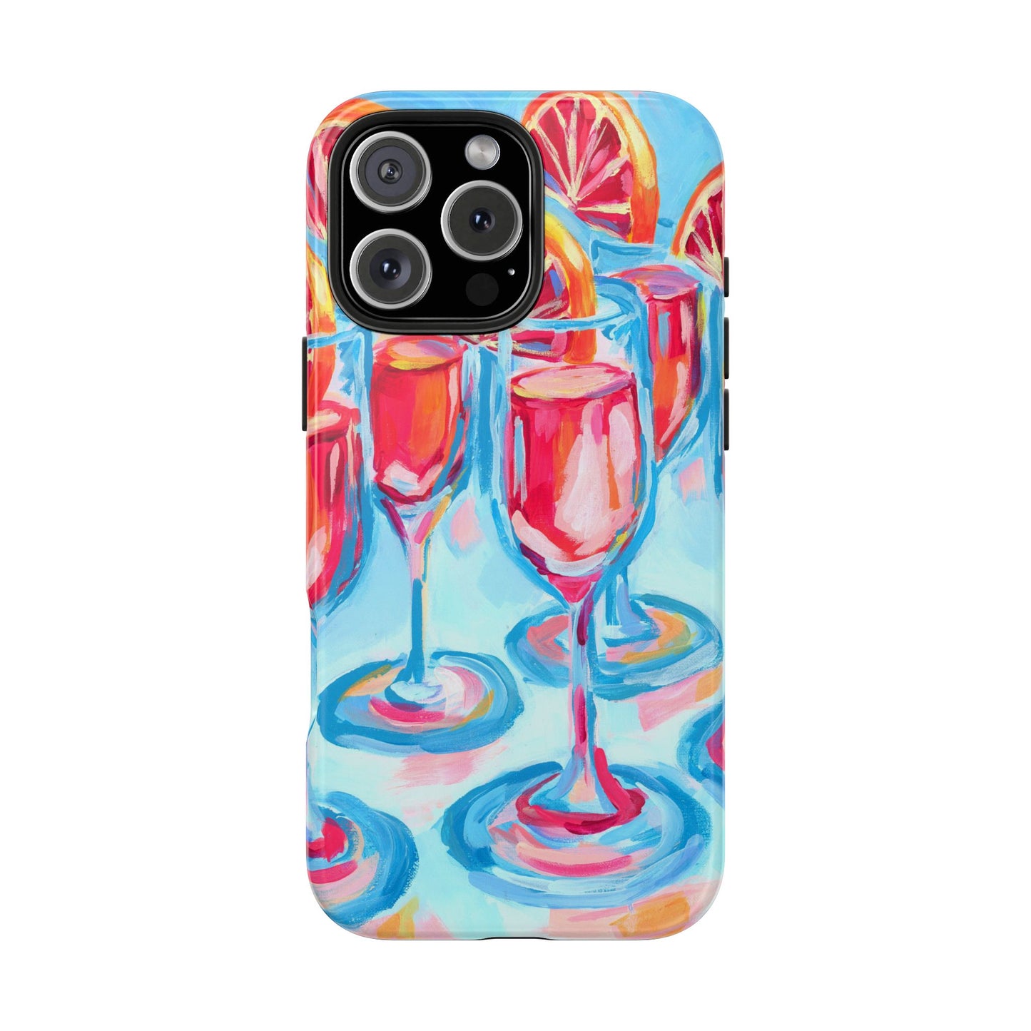 Pink Blood Orange Mimosas Blue Champagne Flute Acrylic Tough Phone Case | Various Models Available