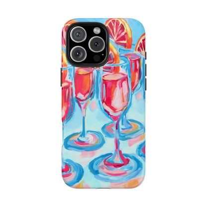 Pink Blood Orange Mimosas Blue Champagne Flute Acrylic Tough Phone Case | Various Models Available