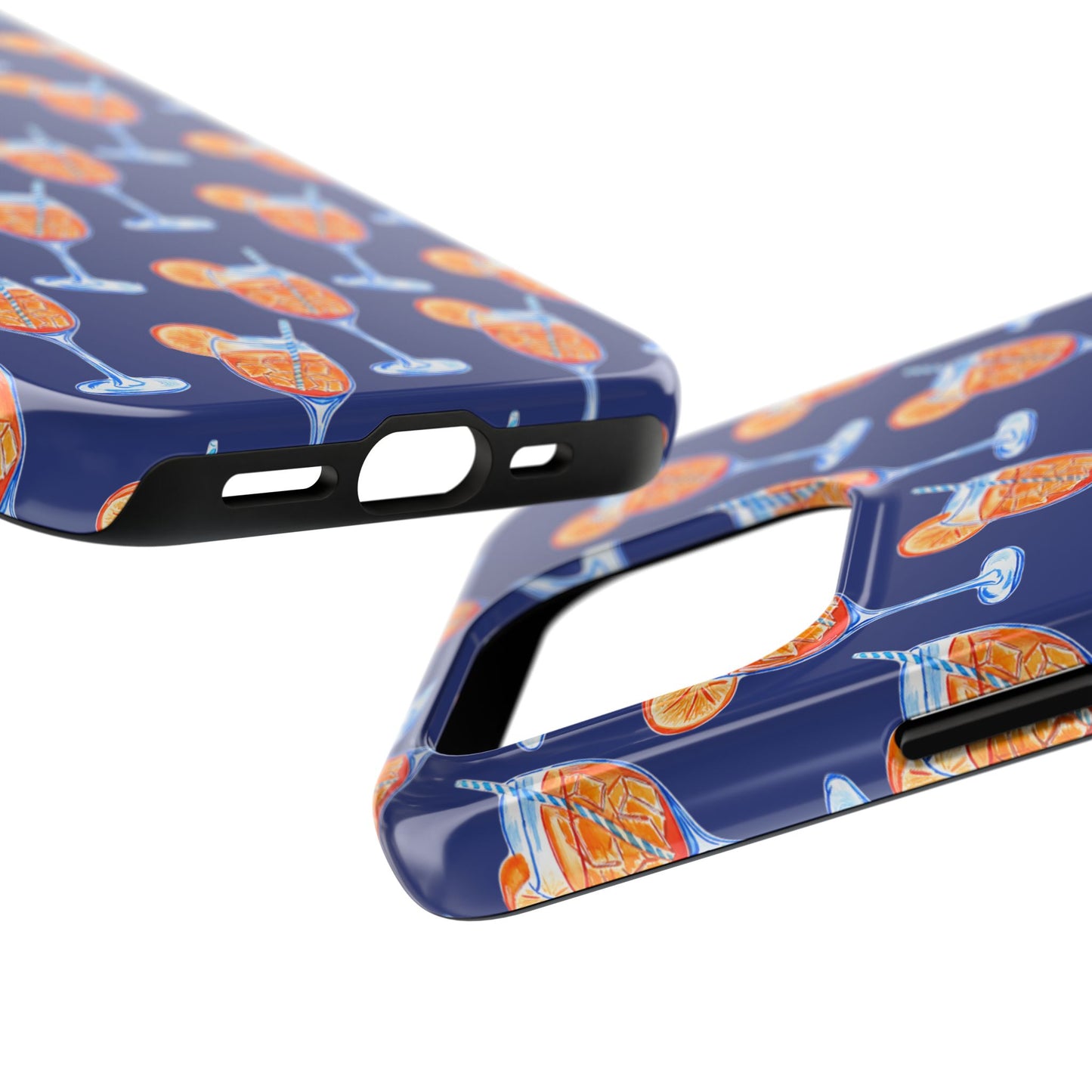 Orange & Blue Aperol Spritz Watercolor Pattern Navy Tough Case | Various Models