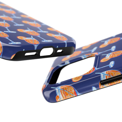 Orange & Blue Aperol Spritz Watercolor Pattern Navy Tough Case | Various Models