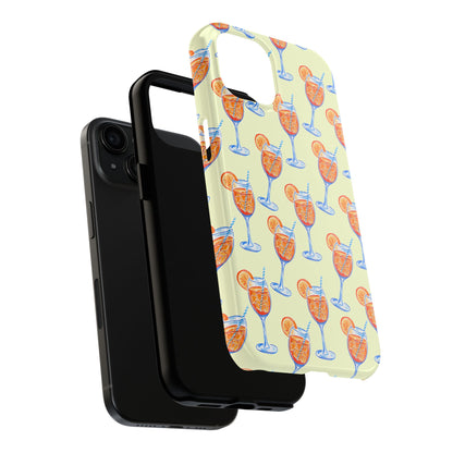 Lemon Yellow Orange & Blue Aperol Spritz Watercolor Patterned Tough Phone Case | Various Models
