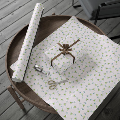 Gift Wrap | Mini Blush Pink Watercolor Martini Tossed Pattern | Matte or Glossy