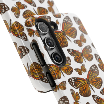 Black & Orange Butterfly Watercolor Illustrated Tossed Pattern Tough Phone Case | Various Models