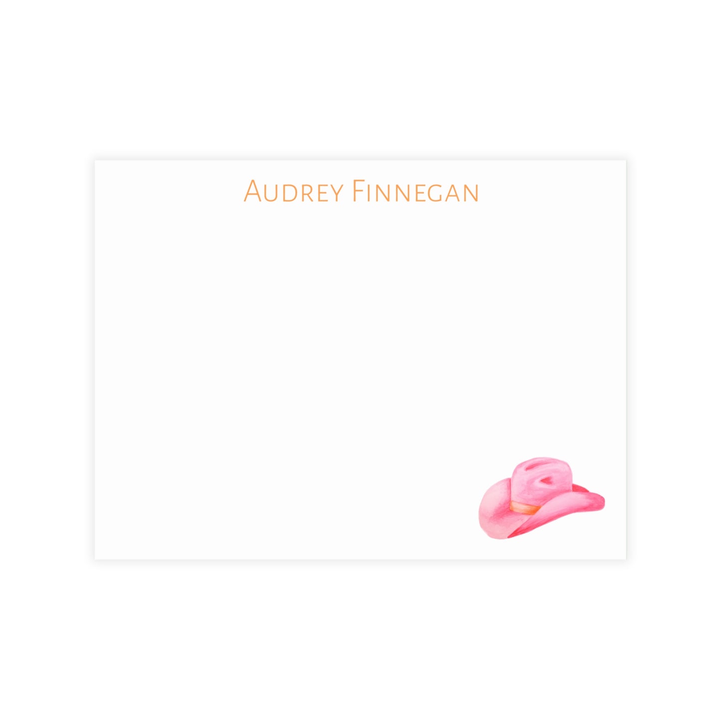 Stationery | Hot Pink & Orange Cowgirl Watercolor Cowboy Hat Personalized Custom Font Postcard Bundle Set with Envelopes | Preppy Cute Gift