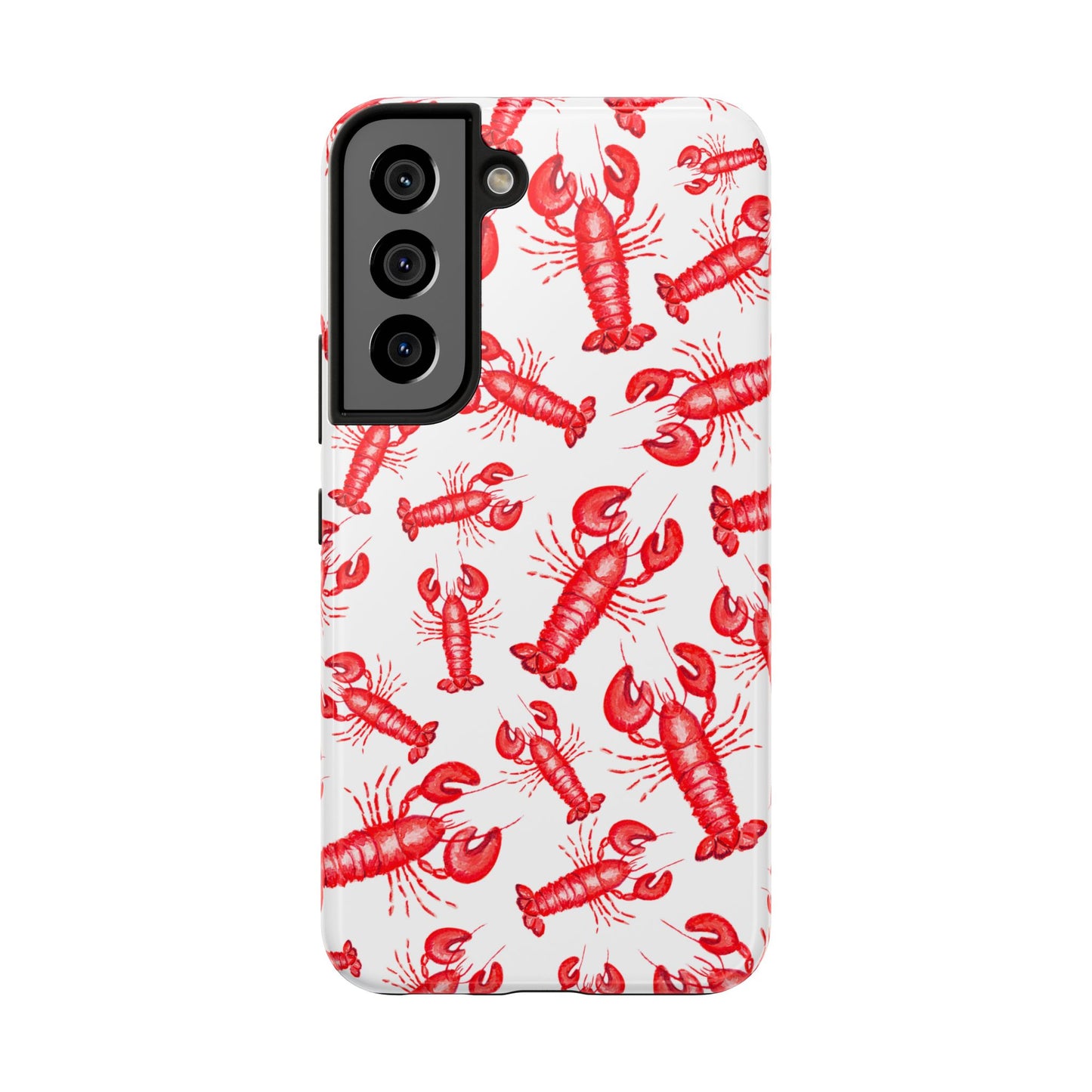 Watercolor Red Lobster Coastal Illustrated Patterned Tough Phone Case | Various Models