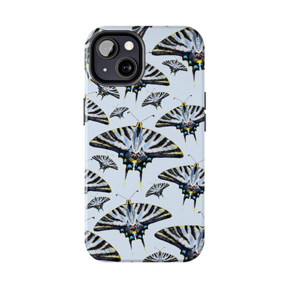 Light Blue Swallowtail Butterflies Watercolor Illustrated Pale Blue Tough Phone Case | Various Models