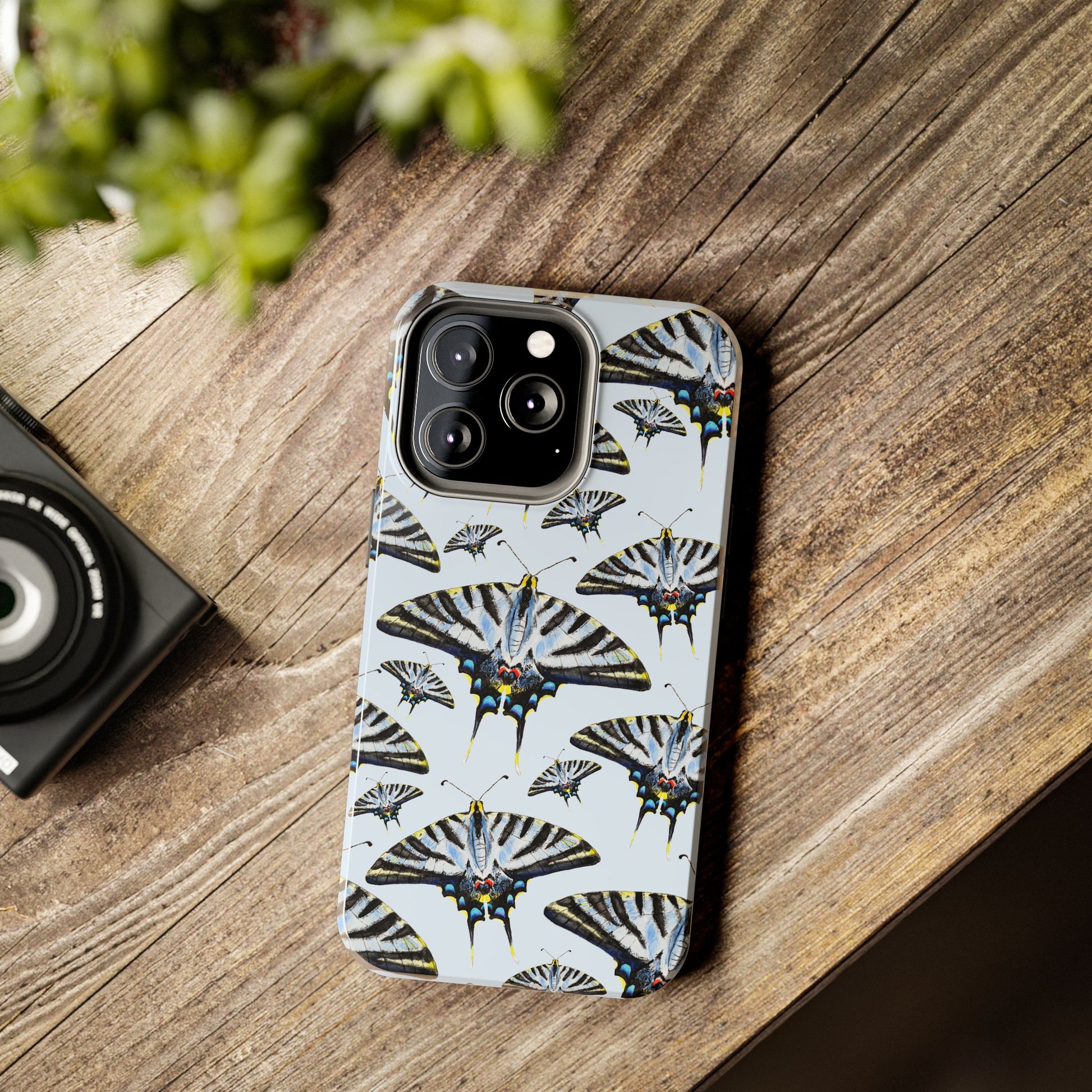 Light Blue Swallowtail Butterflies Watercolor Illustrated Pale Blue Tough Phone Case | Various Models