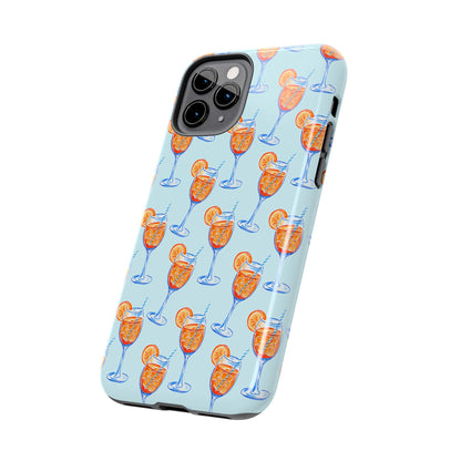Orange & Blue Aperol Spritz Watercolor Pattern Turquoise Phone Case | Various Models