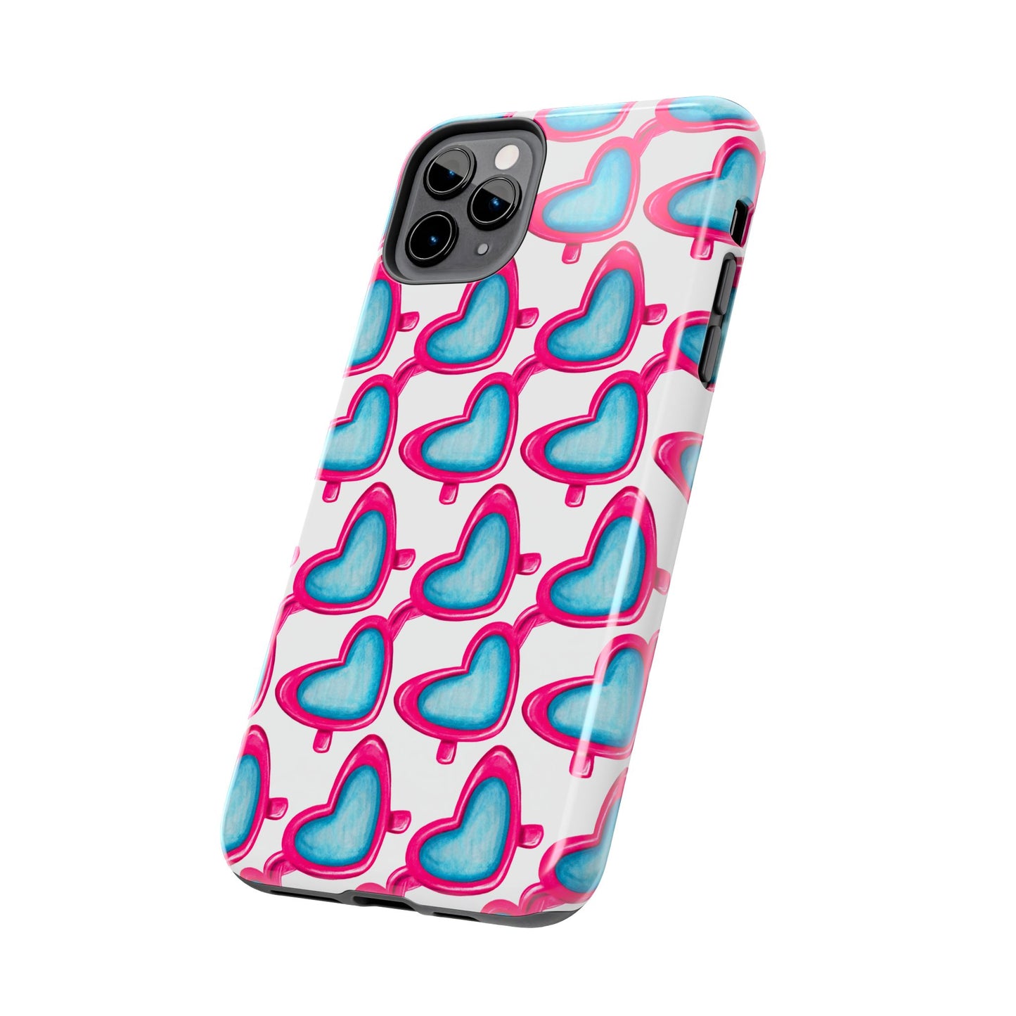 Pink Heart Shaped Sunglasses Watercolor Illustrated Tough Phone Case | Various Models