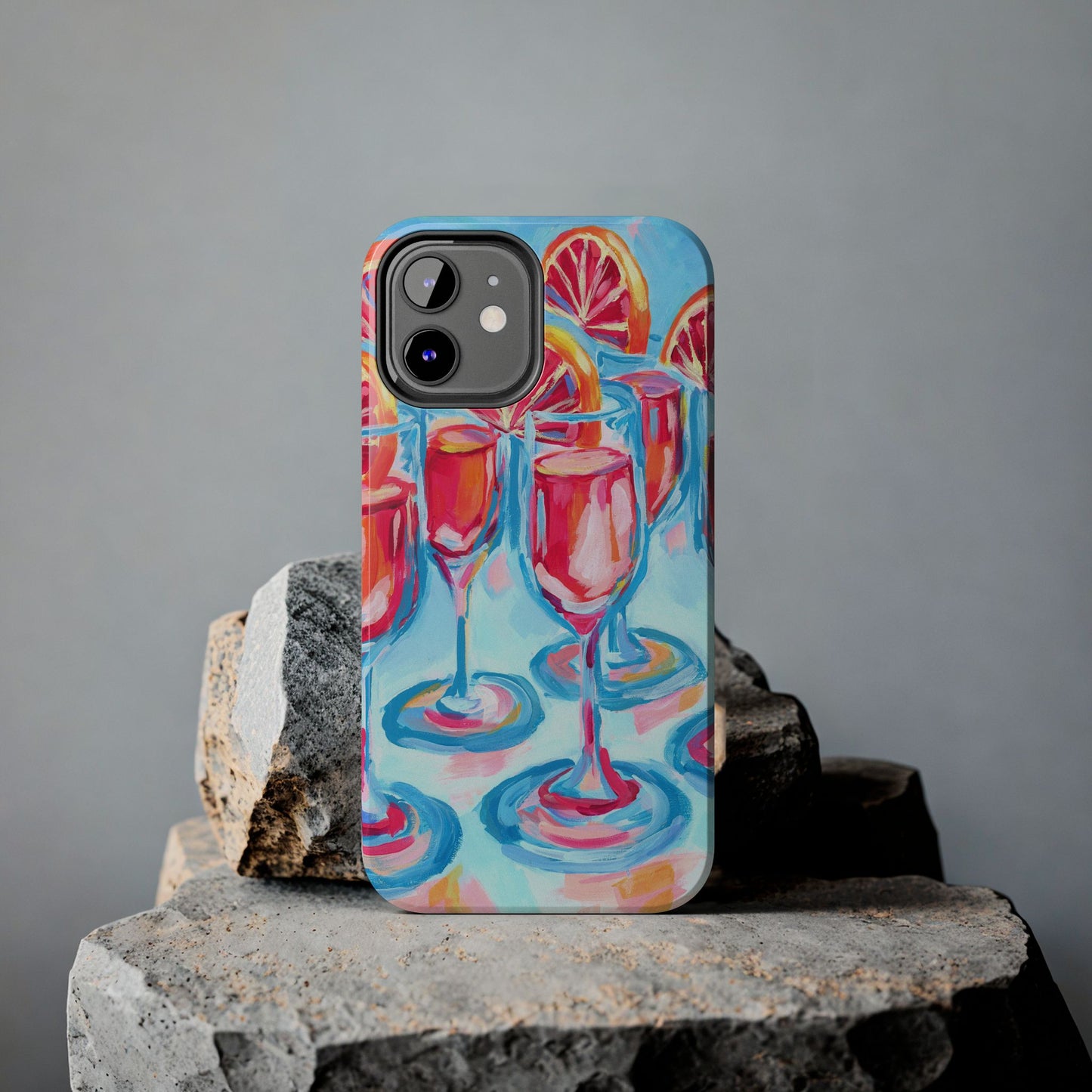 Pink Blood Orange Mimosas Blue Champagne Flute Acrylic Tough Phone Case | Various Models Available