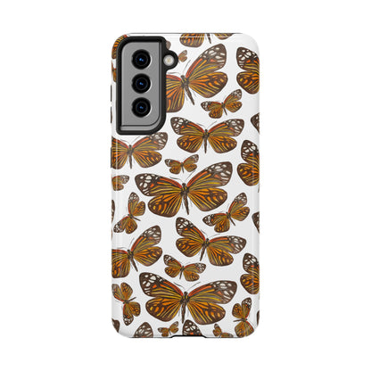 Black & Orange Butterfly Watercolor Illustrated Tossed Pattern Tough Phone Case | Various Models Samsung Galaxy S21