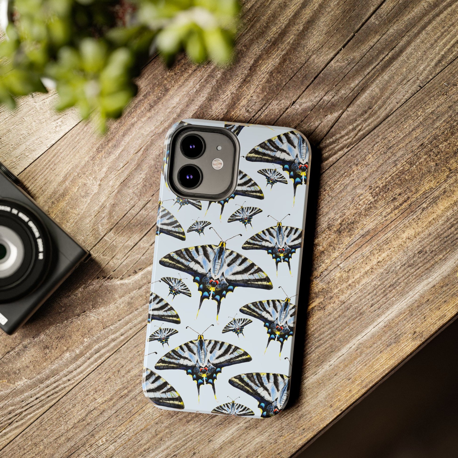 Light Blue Swallowtail Butterflies Watercolor Illustrated Pale Blue Tough Phone Case | Various Models