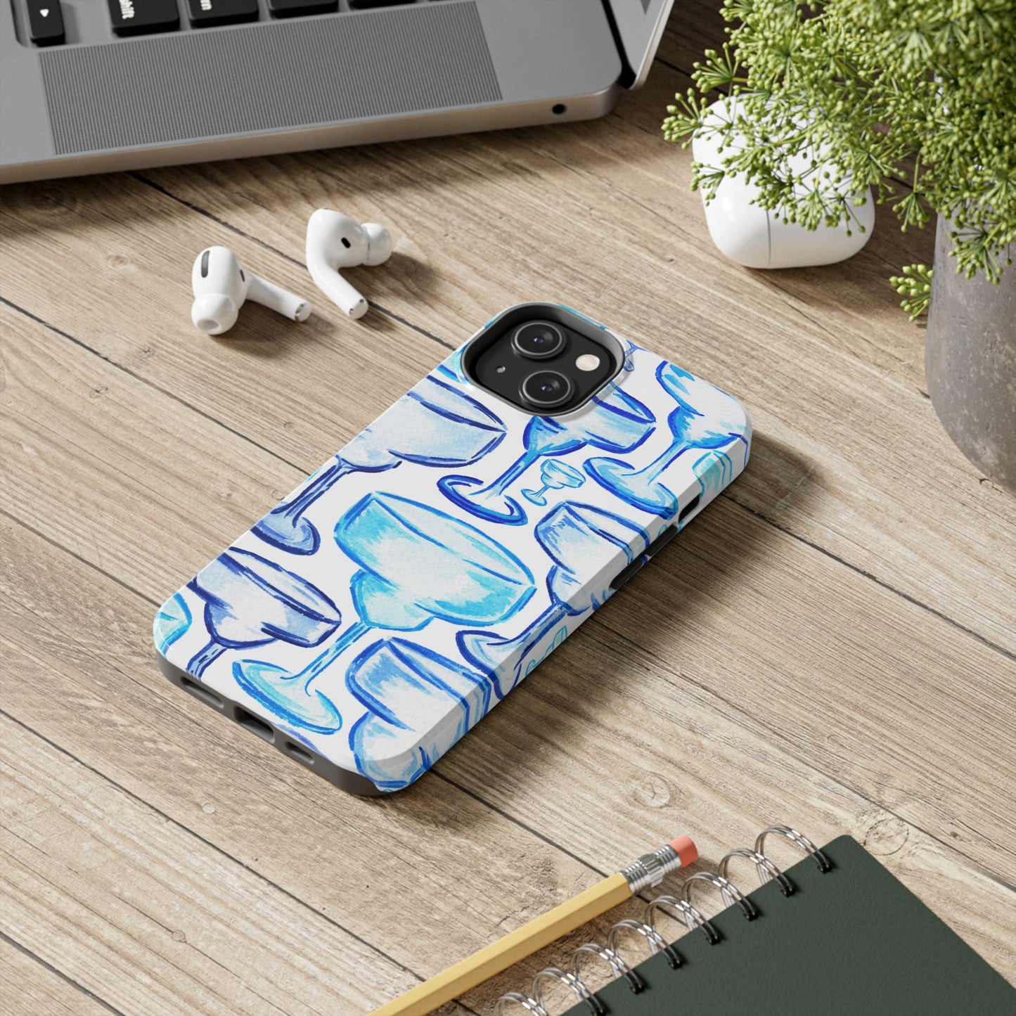 Coastal Shades of Blue Watercolor Margaritas Tough Phone Case | Various Models Available
