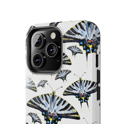 Light Blue Swallowtail Butterflies Watercolor Illustrated Pale Blue Tough Phone Case | Various Models