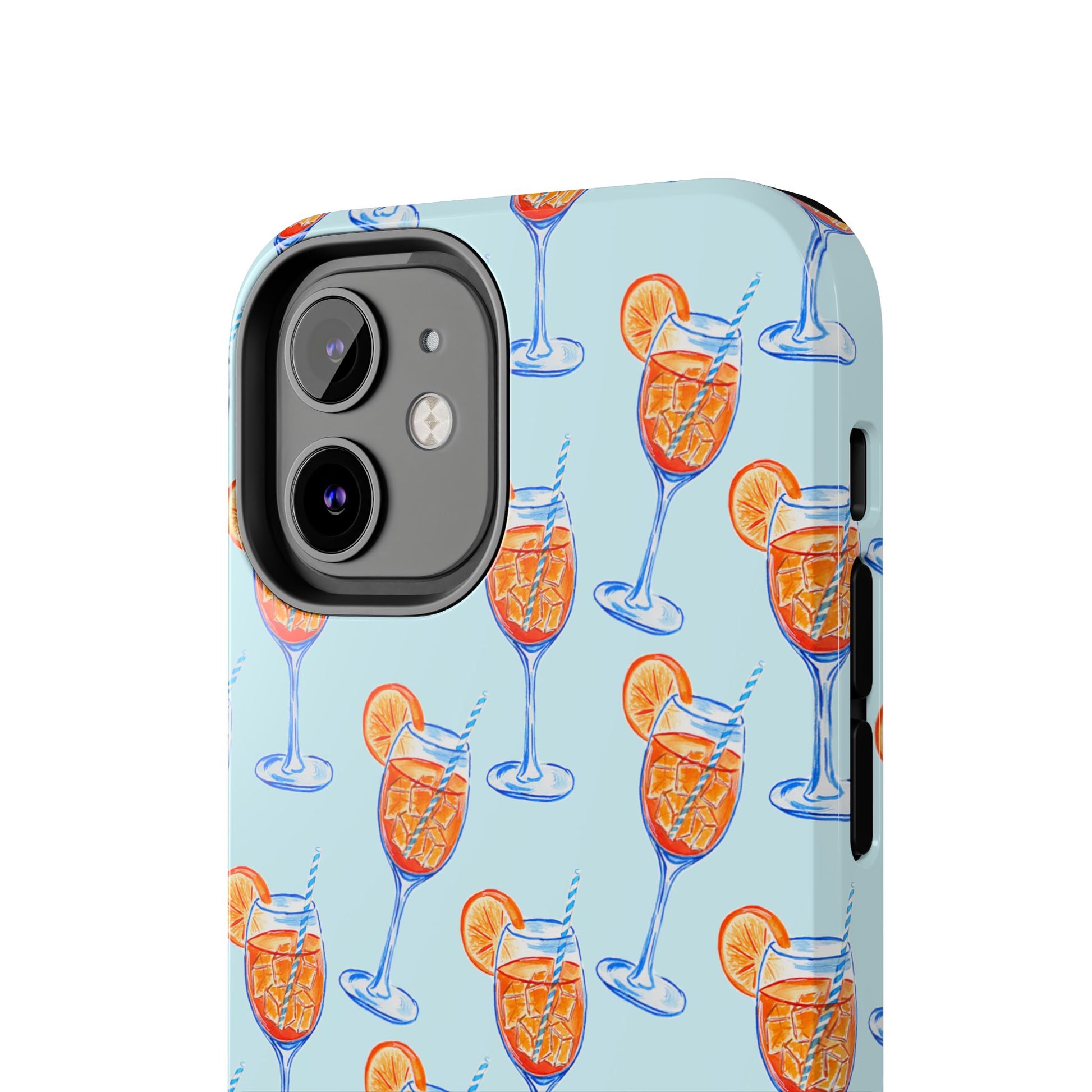 Orange & Blue Aperol Spritz Watercolor Pattern Turquoise Phone Case | Various Models