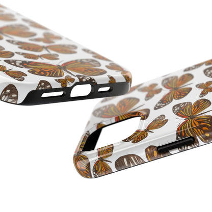 Black & Orange Butterfly Watercolor Illustrated Tossed Pattern Tough Phone Case | Various Models
