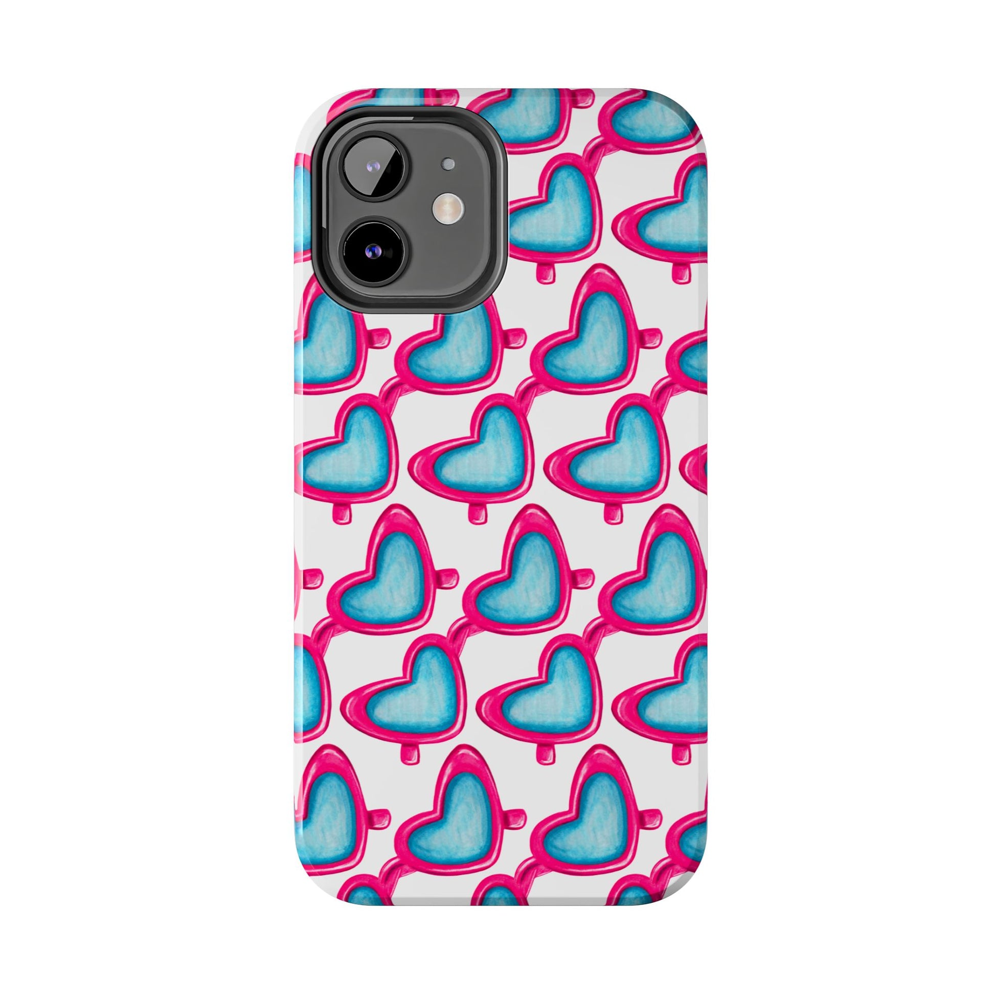 Pink Heart Shaped Sunglasses Watercolor Illustrated Tough Phone Case | Various Models