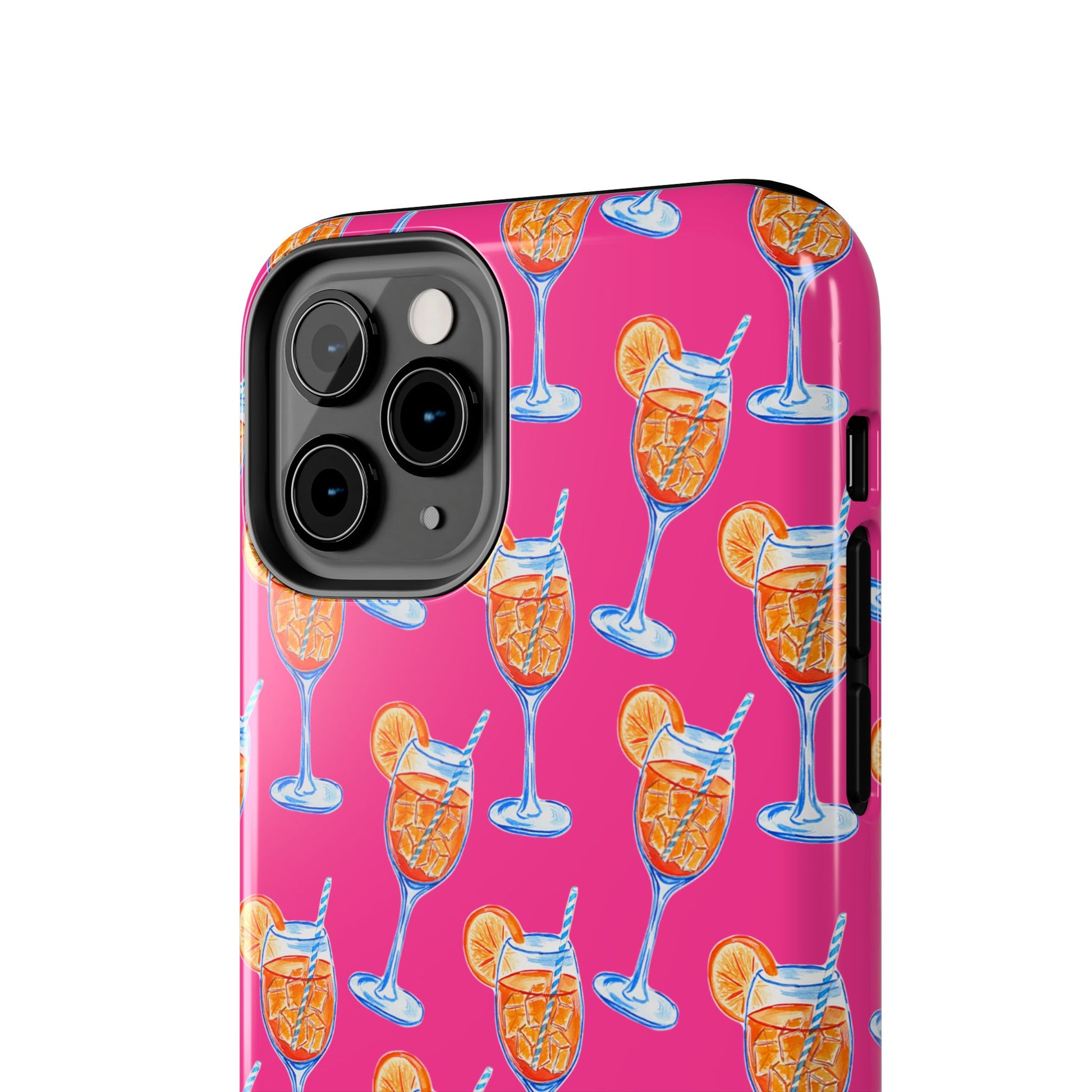 Orange & Blue Aperol Spritz Watercolor Pattern Hot Pink Phone Case | Various Models