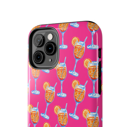 Orange & Blue Aperol Spritz Watercolor Pattern Hot Pink Phone Case | Various Models