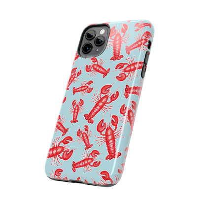 Red Lobster Watercolor Illustrated Tossed Pattern Light Blue Tough Phone Case | Various Models